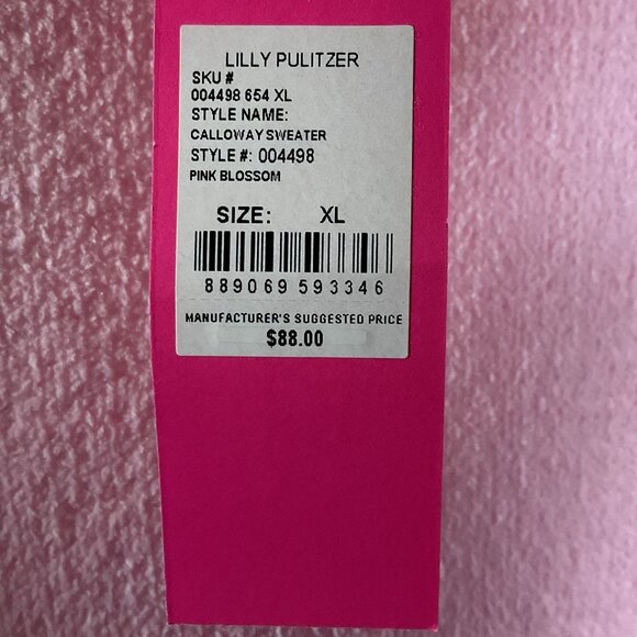 NWT Lilly Pulitzer Calloway Chenille Sweater, Pink Blossom, XL, Style 004498 - Picture 11 of 11